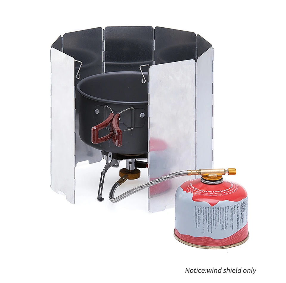 Ultralight Outdoor 10 Plates Foldable Wind Shield Camping Stoves Windshield Foldable Gas Cookers Wind Deflectors Stove