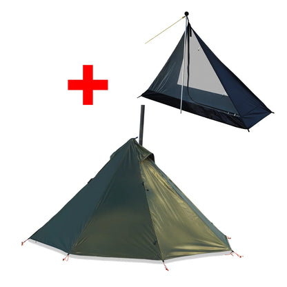 Hot Tent With Chimney Window Ultralight Double Layer Tipi Teepee 1 Person