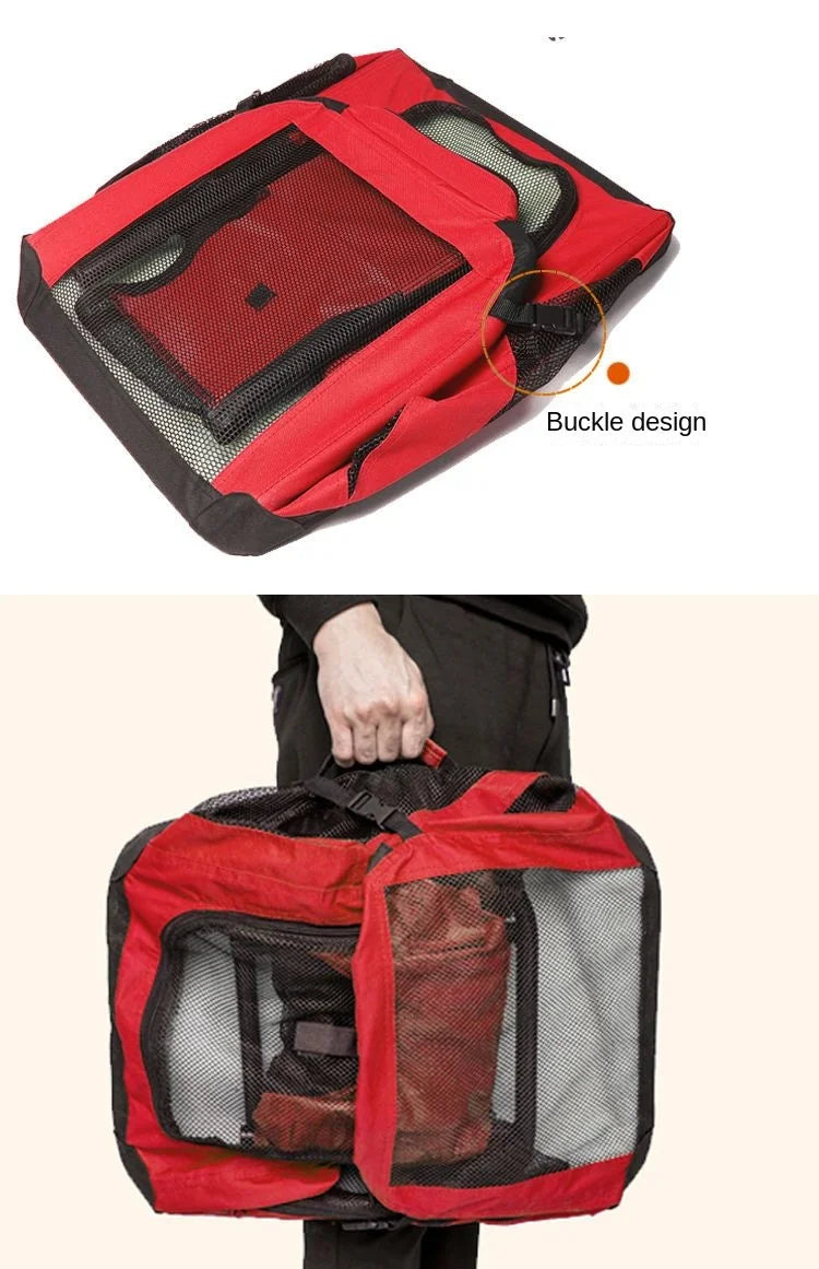 Dog Cage Car Kennel Outing Carrying Bag Pet Luggage Car Travel Cage Cat and Dog Cage Folding Medium and Large Dogs