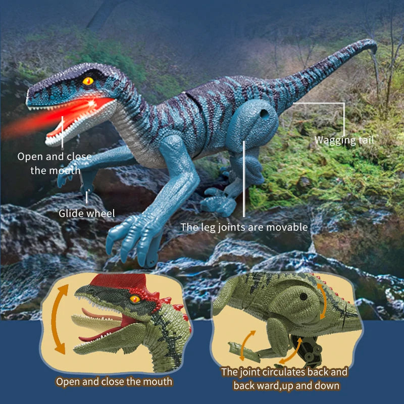 2.4GHz Remote Control Dinosaur Robot Walking And Roaring Mini Dinosaur Light And Sound Ideal Children's Birthday Christmas Gift