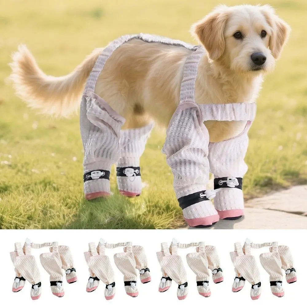 Full Leg Protection Pet Strolling Going Out Pants Adjustable Dust-proof Dog Boot Leggings Anti-Slip Dog Jumpsuit Shoes