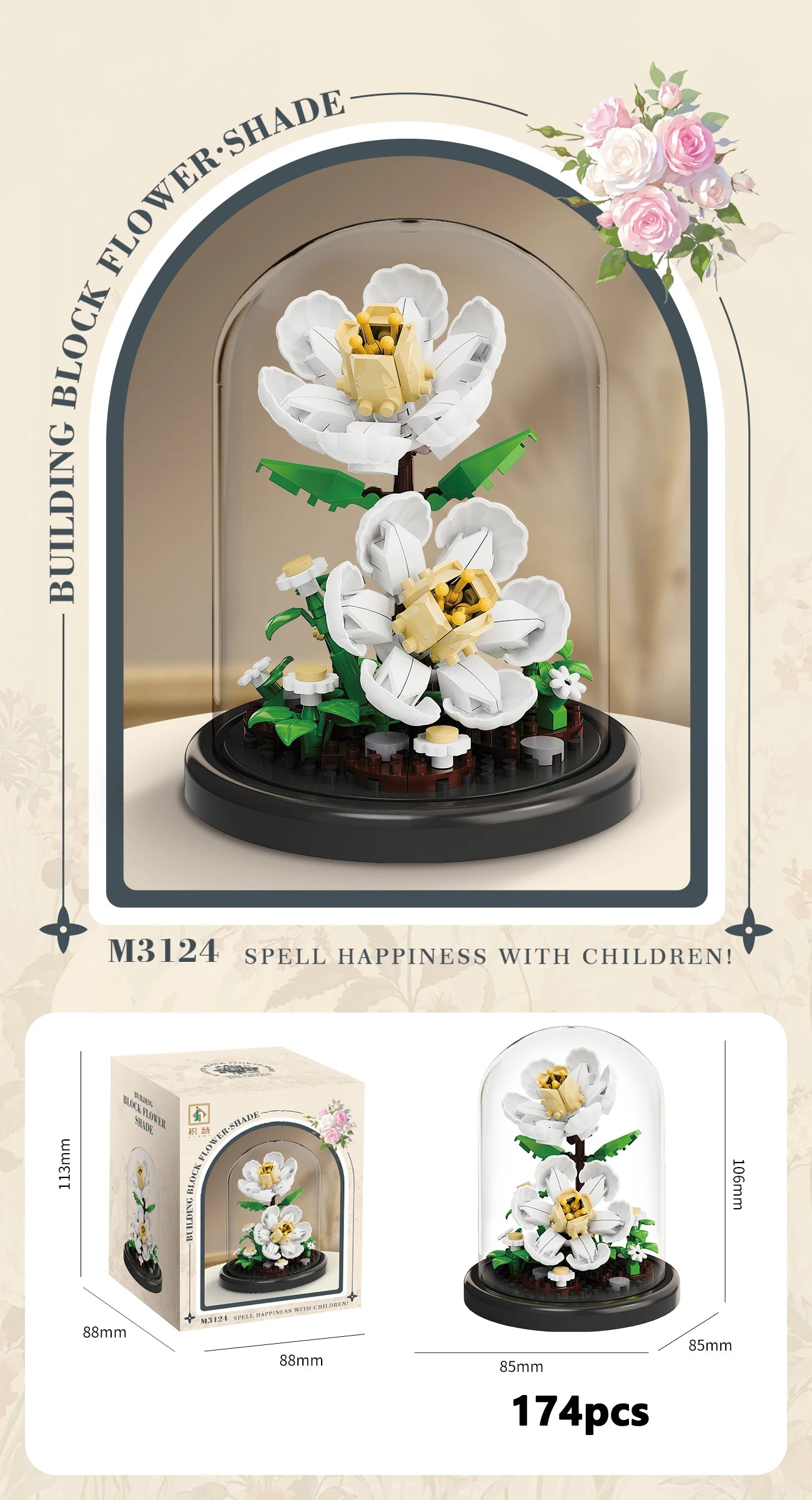 Eternal Flower Bouquet Bonsai – Micro Building Blocks Puzzle Toy for Kids, Birthday & Christmas Gifts