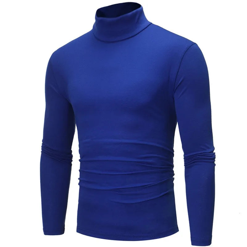 1/2pcs Autumn  Winter Men's High Neck T-shirt Slim Fit Fashion High Elastic Long Sleeve Casual Breathable Apparel Pullover