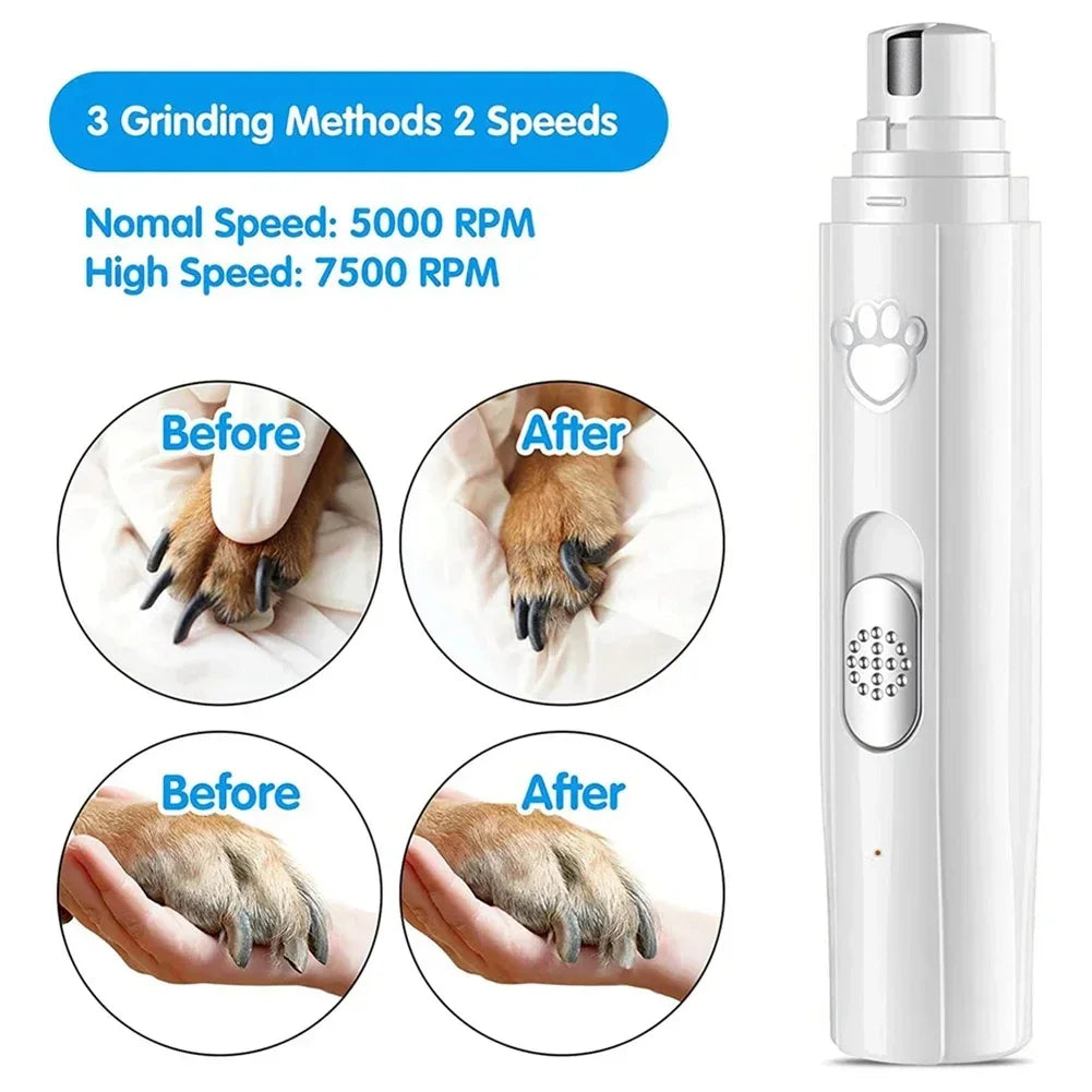 Electric Dog Nail Grinder – USB Rechargeable Pet Nail Clipper with Polisher Wheel