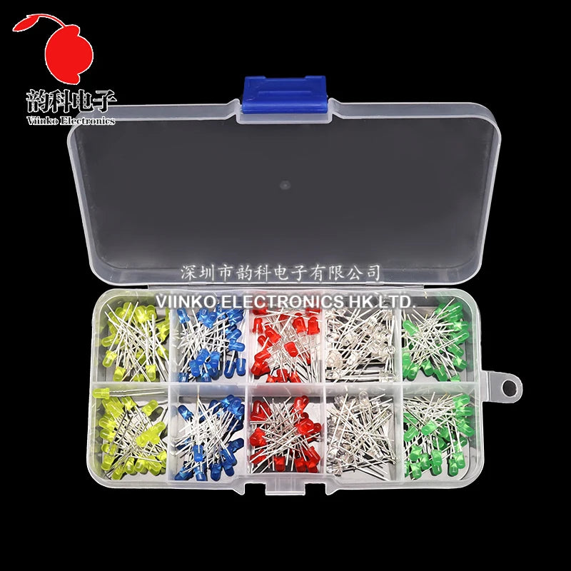 3MM 5MM Light Emitting Diodes Electronics Kit Box F3 F5 LED Diode Assorted Kit White Green Red Blue Yellow Orange