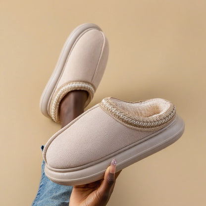 Mens Plush Fleece Lined Slippers With Thick EVA Sole Indoor Outdoor Non Slip