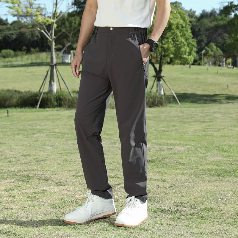 Golf Pants Men Sun Protection 50 UPF Stretch Slim Fit Summer Quick Dry Lightweight Breathable Tapered Leg Pants Zipper Pockets