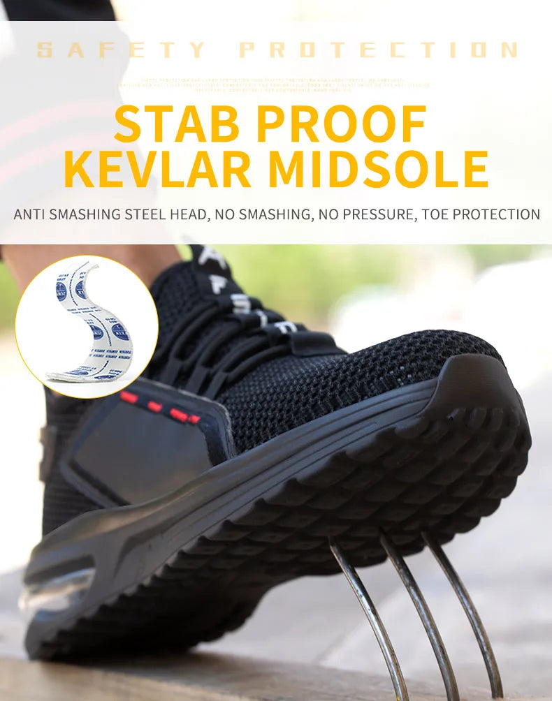 Safety Shoes Work Sneakers Steel Toe Men Women Anti Smash Puncture Proof Work Boots Indestructible Safety Shoes Light Breathable
