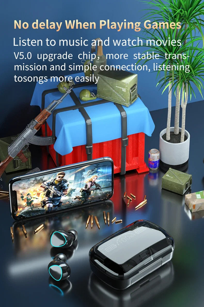 M10 TWS Wireless Earbuds: Sports Waterproof Design, Bluetooth Connection, 9D Stereo Sound + Charging Box & Microphone