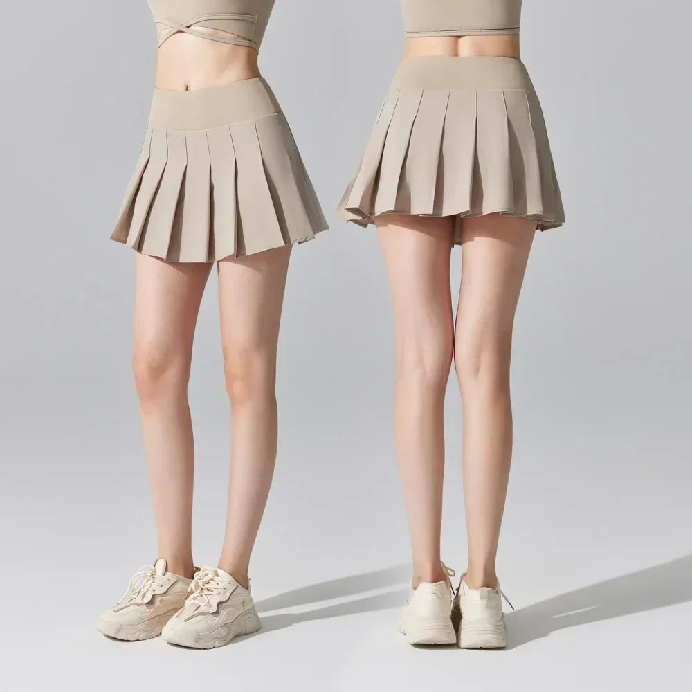 High Waist Slim Fit Pleated Skirt Running Sports Fitness Skirt Tennis Badminton Golf Short Skirt for Women