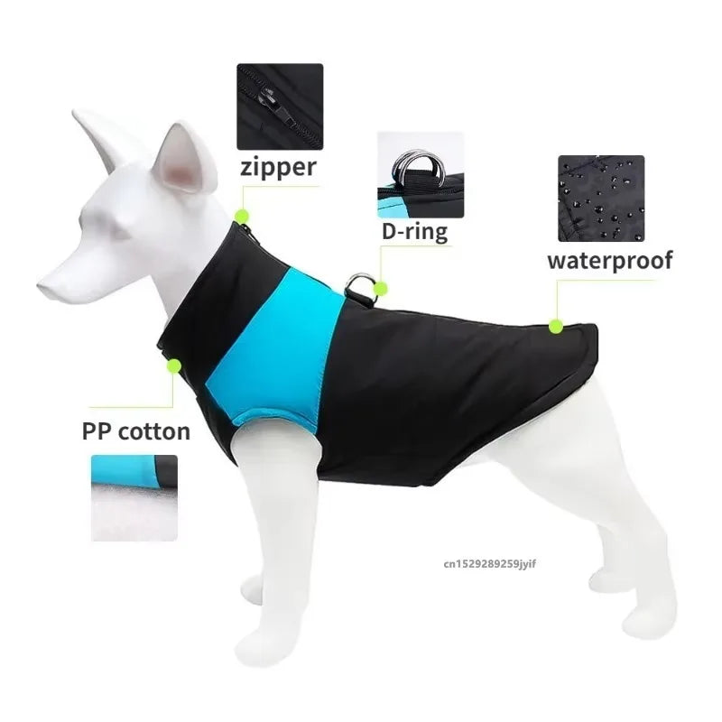 Waterproof Winter Dog Coat Padded Vest Zipper Jacket for Small Medium Large Dogs