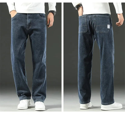 Men's Loose Straight Wide-Leg Jeans, Casual Business Style