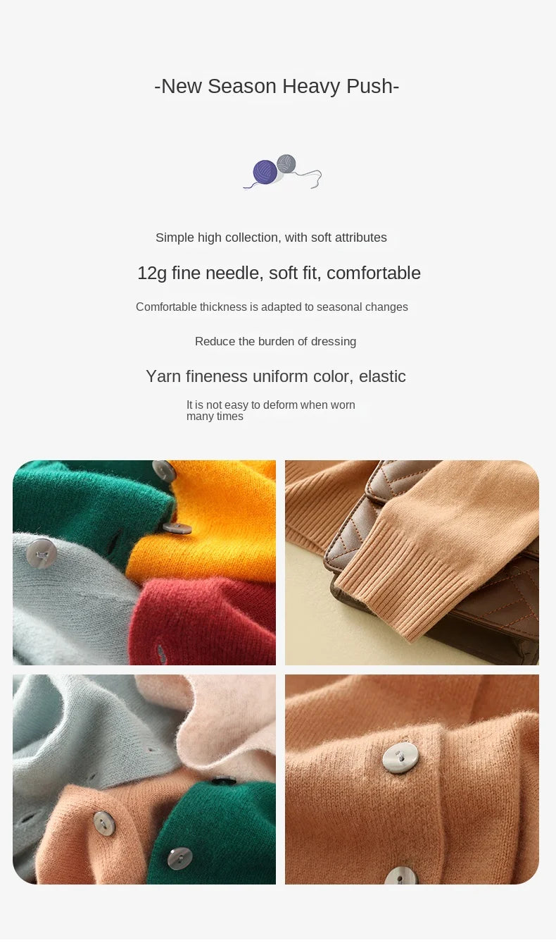 2024 New V-Neck Temperament Small Fragrant Wind Women Loose Sweater Sweater All Sweater Coat Special Offer Cardigan ZHI D035