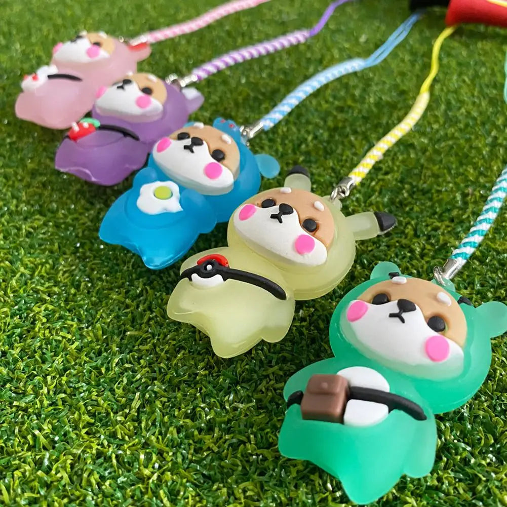 1Pcs Golf Rubber Tees With Flashing Light Cartoon Cute Prevent Loss Golf Ball Holder With Braided Rope Outdoor Golf Accessory
