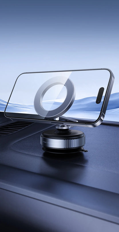 Aluminium Magnetic Car Phone Holder With Vacuum Mount And 360 Degree Rotation