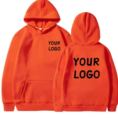 Hooded Polyester Hoodie Sweatshirt, Solid Color Pullover, Custom Logo, Men's