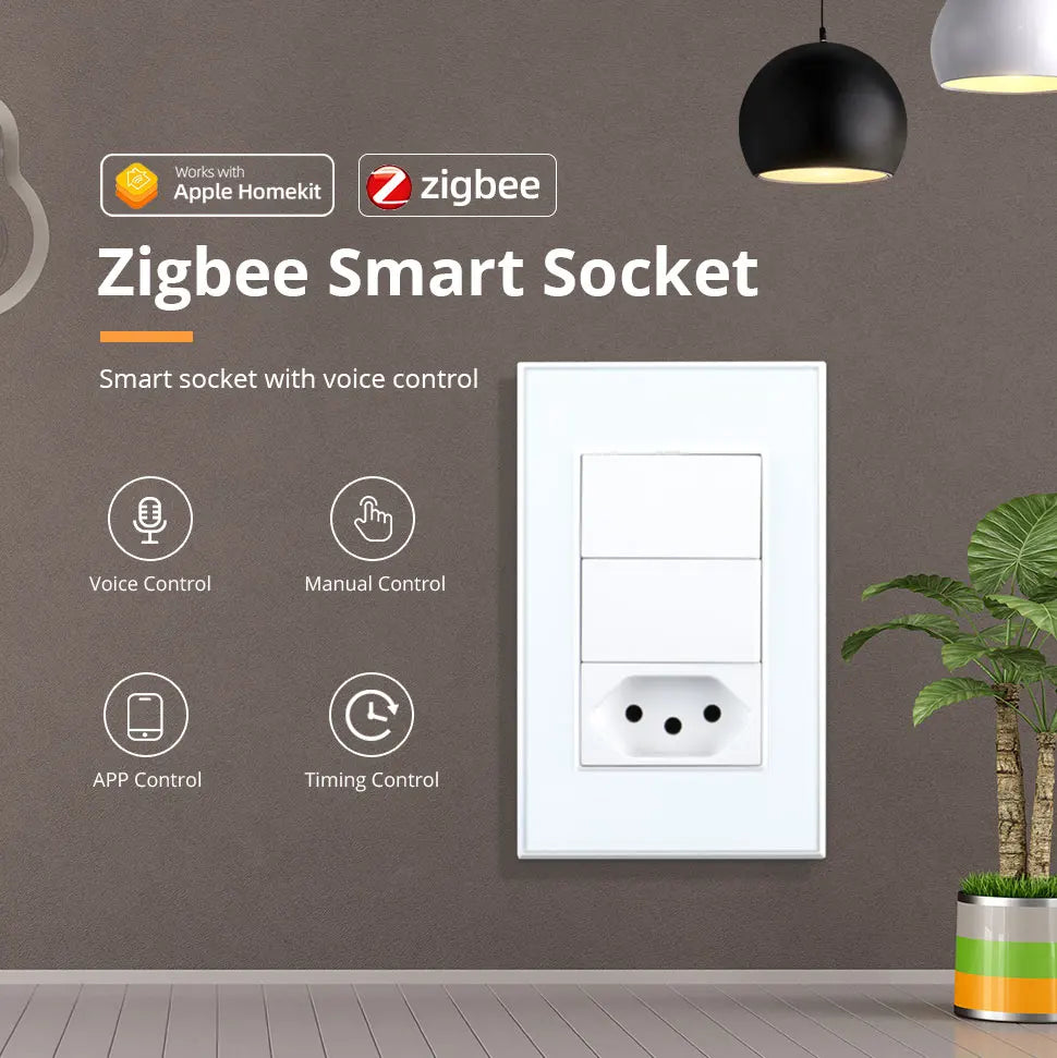 Zemismart Zigbee Smart Brazil Socket 10A 20A Outlets Work with Tuya Smart Life App Alexa Google Home Control