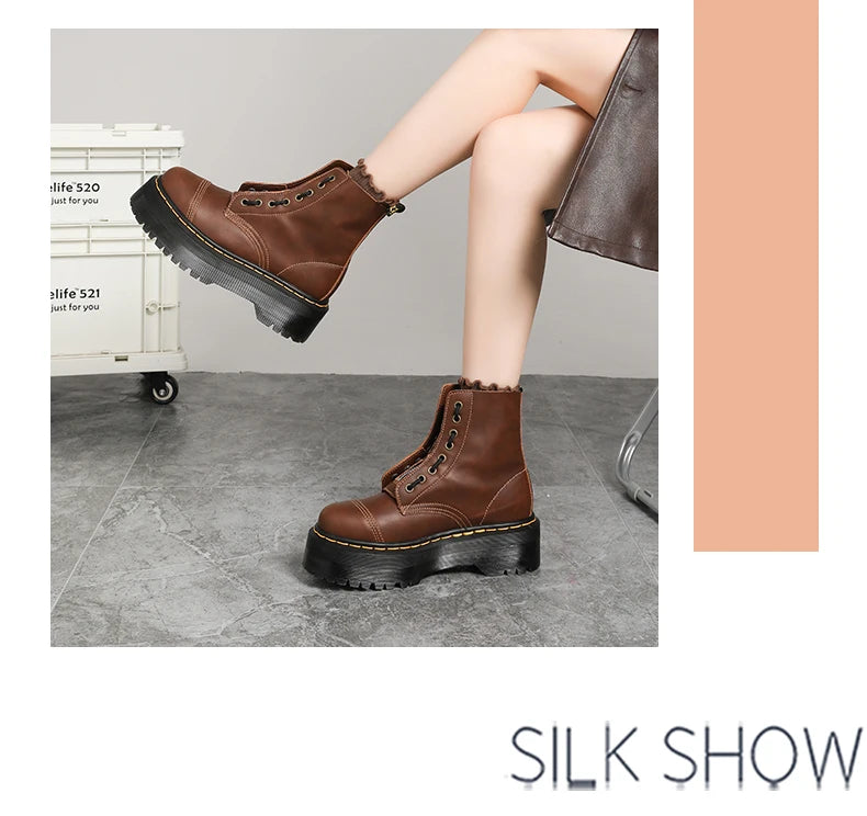 Men's Leather Boots Waterproof Ankle Outdoor Work Motorcycle