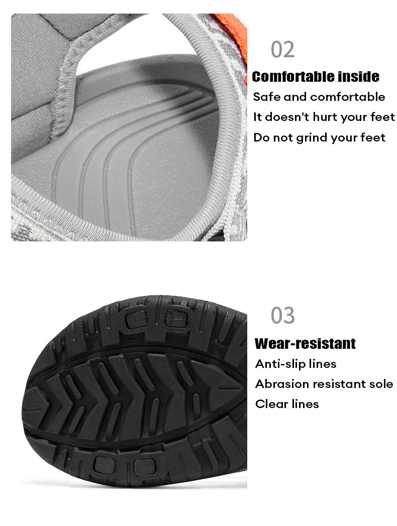 Men's Hiking Sandals Open Toe Breathable EVA Insole Travel Beach Shoes