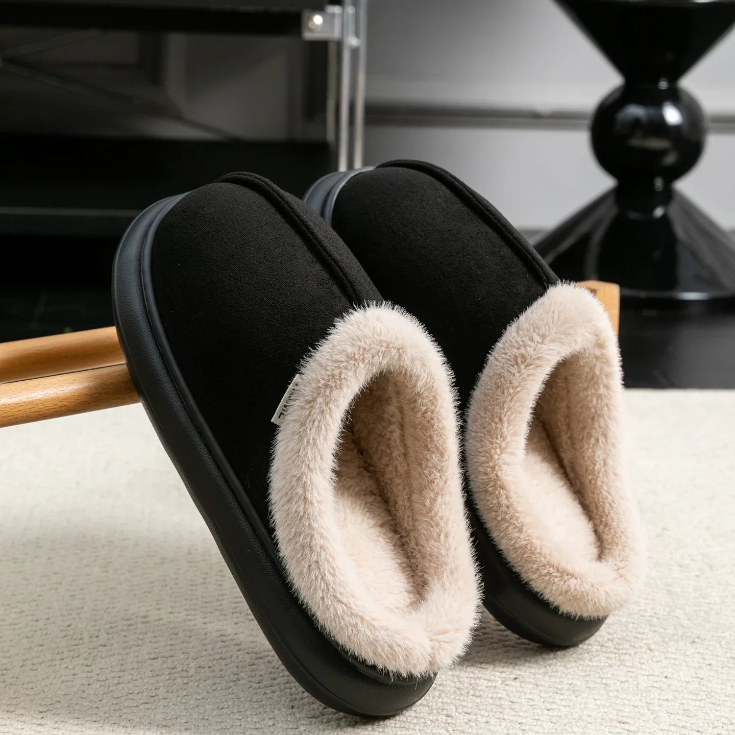 Autumn And Winter Men's Cotton Slippers Plush Warm Thick Home Wear Non-slip Wear-resistant Soft Bottom Comfortable Warm Shoes