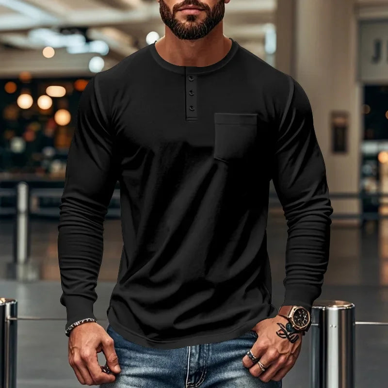Men's Slim Fit Crew Neck Long Sleeve T-Shirt 2025 Autumn Winter Breathable Casual Bottom Shirt Top