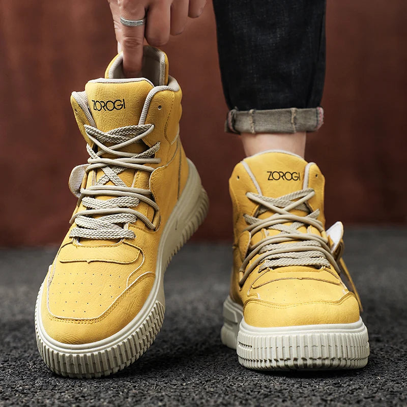 Leather Ankle Boots For Men Lace Up Non Slip Sole Winter Boots