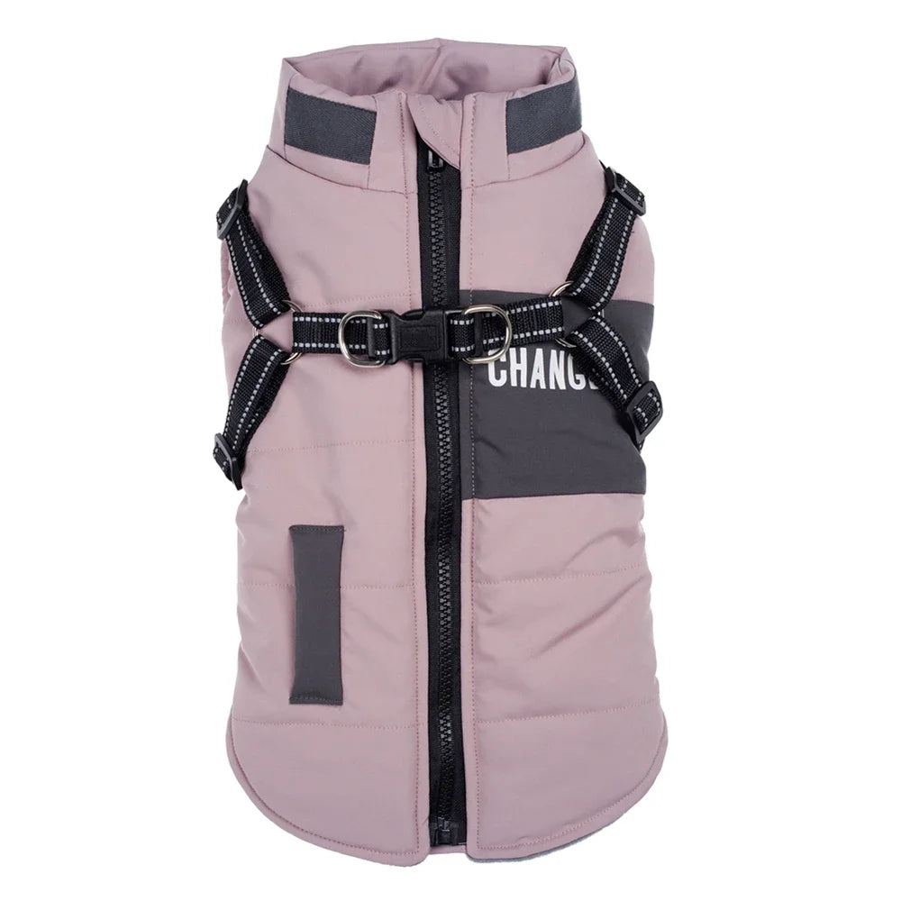 Dog Windbreaker Vest Warm Dog Clothes with Leash Attachment