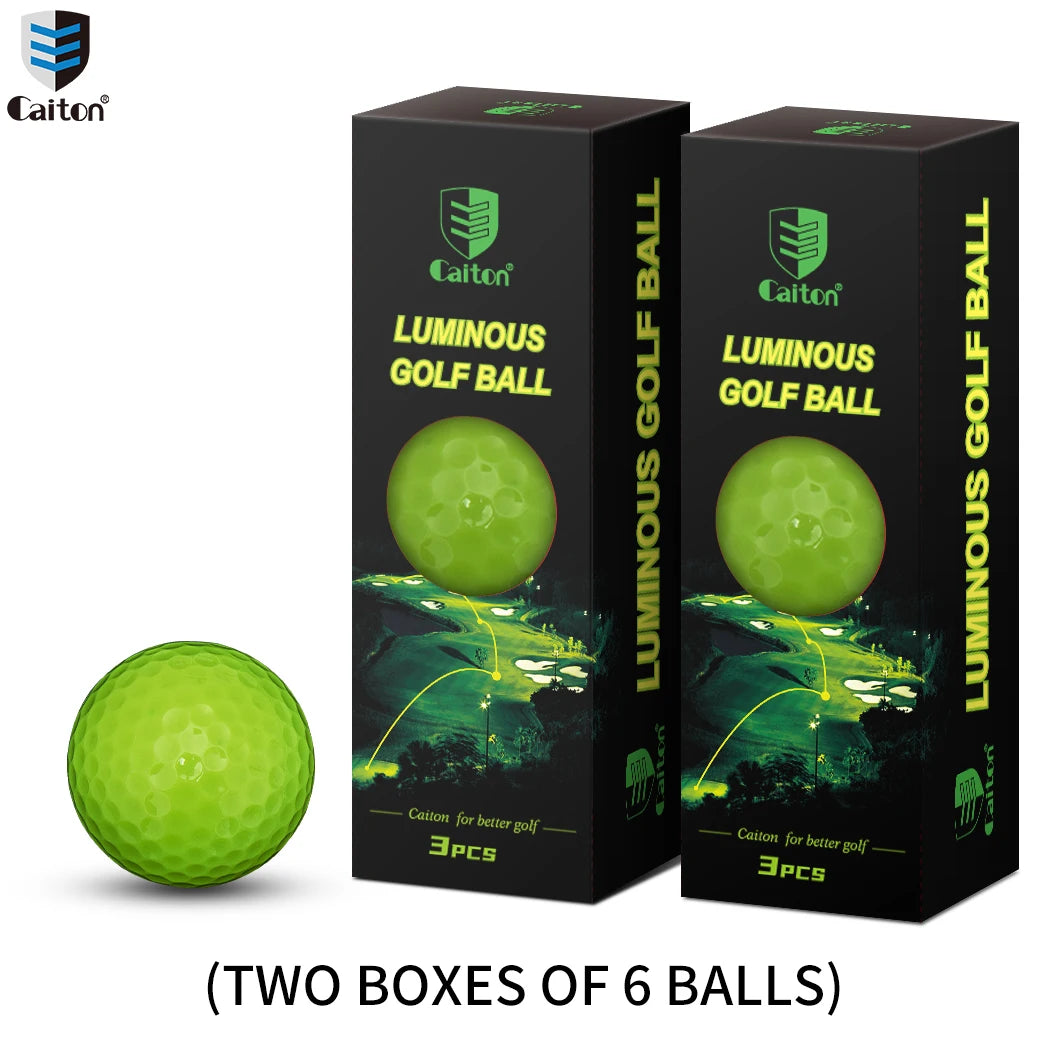 Caiton Glow Golf Balls for Night Sports，Tournament Fluorescent Glowing in The Dark Golf Ball，Long Lasting Bright Luminous Balls