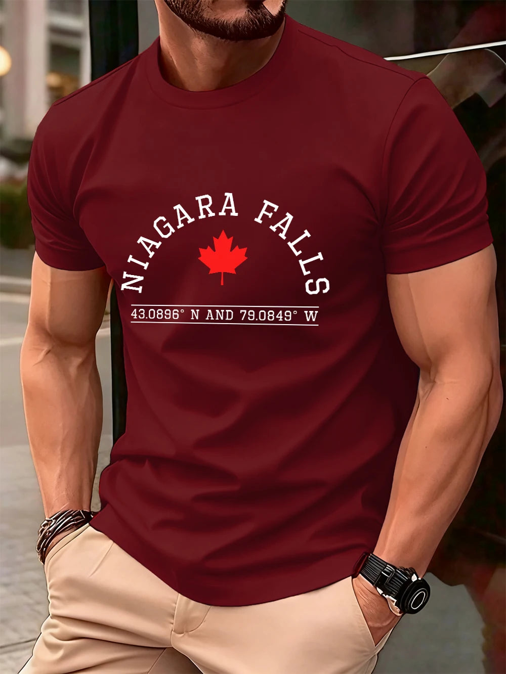 Niagara Falls Canada Letter Prints Mens T-Shirt Cotton Summer Short Sleeve Tops Soft Oversized O-Neck T Shirt Casual Clothes