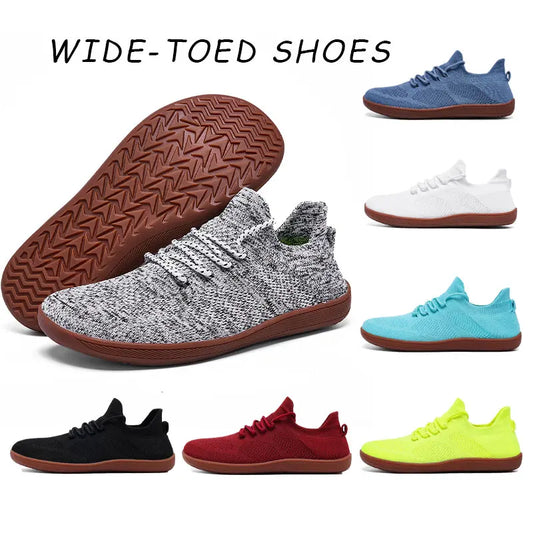 Wide-Toe Mens Walking Shoes With Breathable Mesh Microfiber