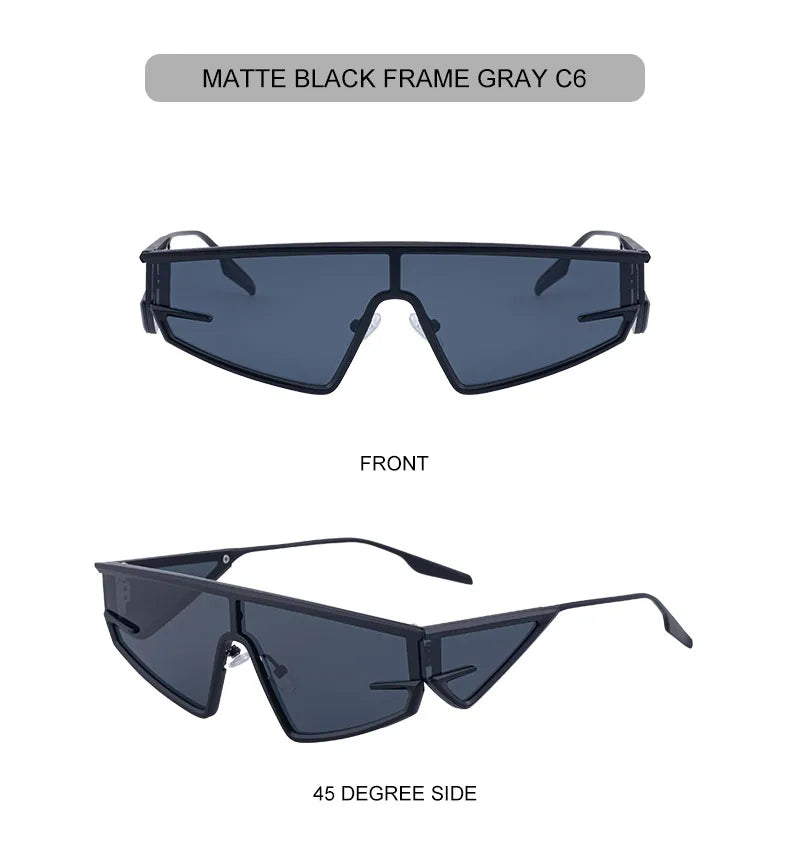 Y2K Punk Shield Sunglasses Square Frame UV400 Protection