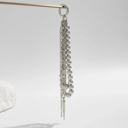 Pearl Beaded Keychain With Peach Heart Bead And Zinc Alloy Chain