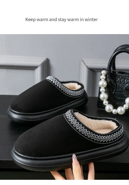 Men's Plush Slippers Indoor House Shoes With EVA Sole And Flannel Lining