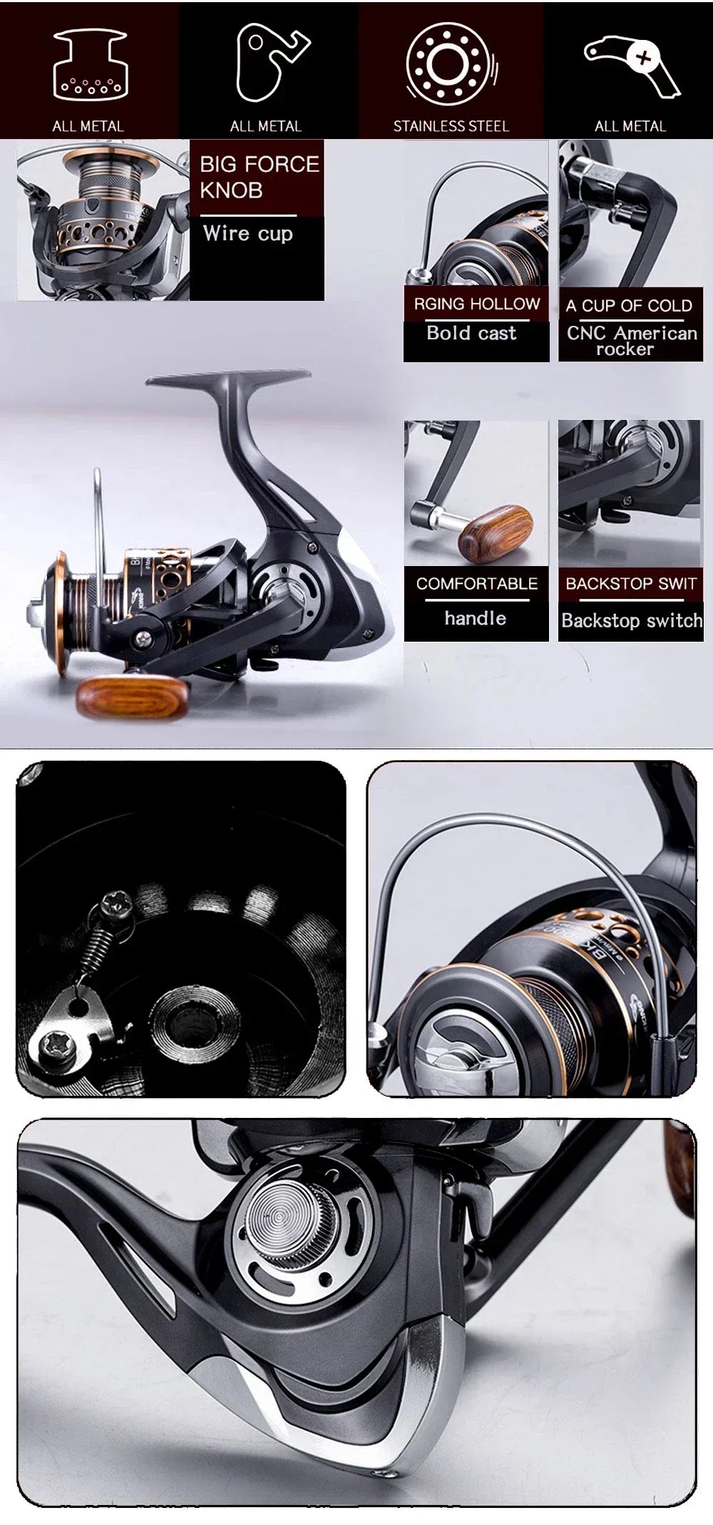 Spinning Fishing Rod and Reel Combo 1.8-3.6m Carbon Fiber Sea Pole and 5.2:1 Gear Ratio Metal Spool with Line Kits for Bass Carp
