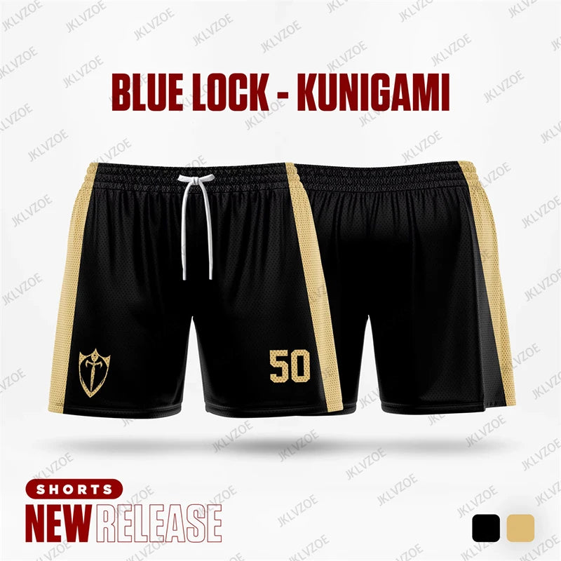 Summer New Blue Lock B. Munchen Black Cartoon Anime Jersey Women Men Shorts Fitness Sports Casual Beach Training Short Pants