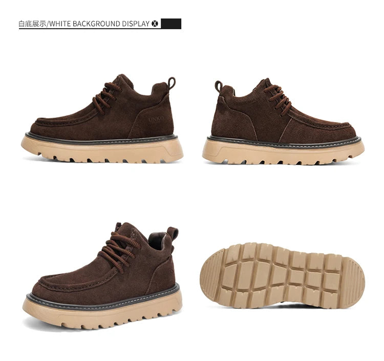 Mens Suede Leather Lace Up Ankle Boots Casual Retro Style