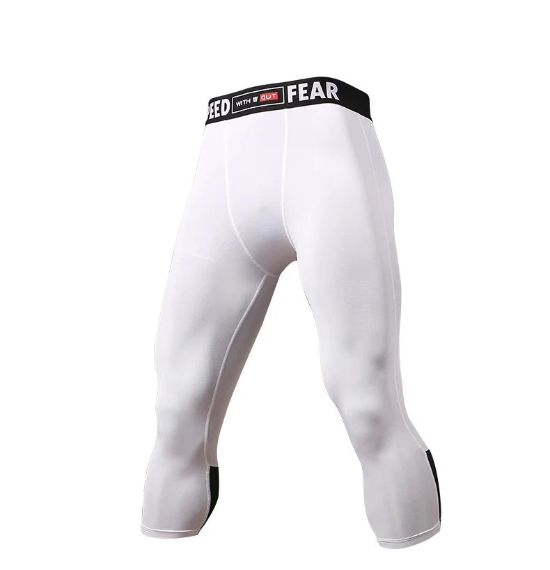 Men Kid Boy Girl GYM Capri Running Tight Pants Basketball Football Soccer Exercise Sport 3/4 Cropped Kneelet Leggings Shorts 714