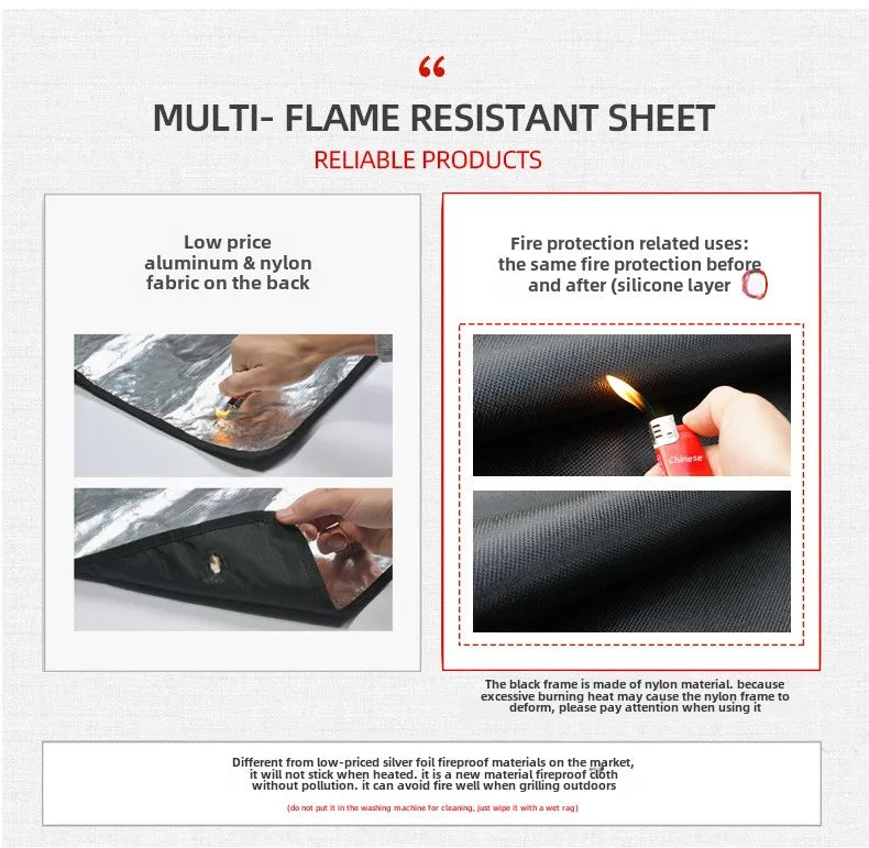 New Outdoor Camping Fireproof Cloth Picnic Barbecue Insulation Mat Flame Retardant High Temperature Fire Blanket Fiberglass Mat