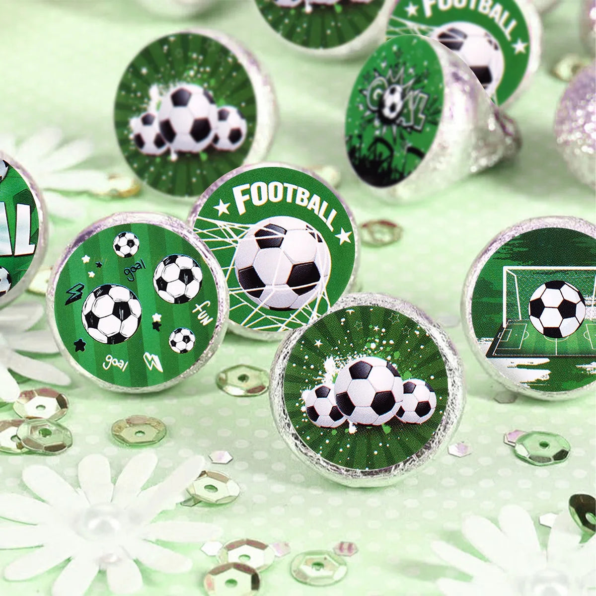 500pcs Soccer Stickers Football Theme Label Sealing Sticker for Boys Birthday Baby Shower Party Supplies Sports Theme Decor