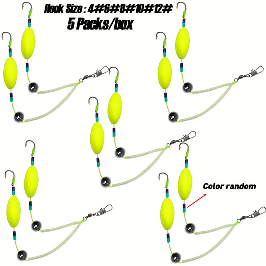 TAKBAS 5Packs Reverse Off-Bottom Double Hook Rig Set: Ideal for European Carp Fishing, Bypass Weeds, Stones & Silt