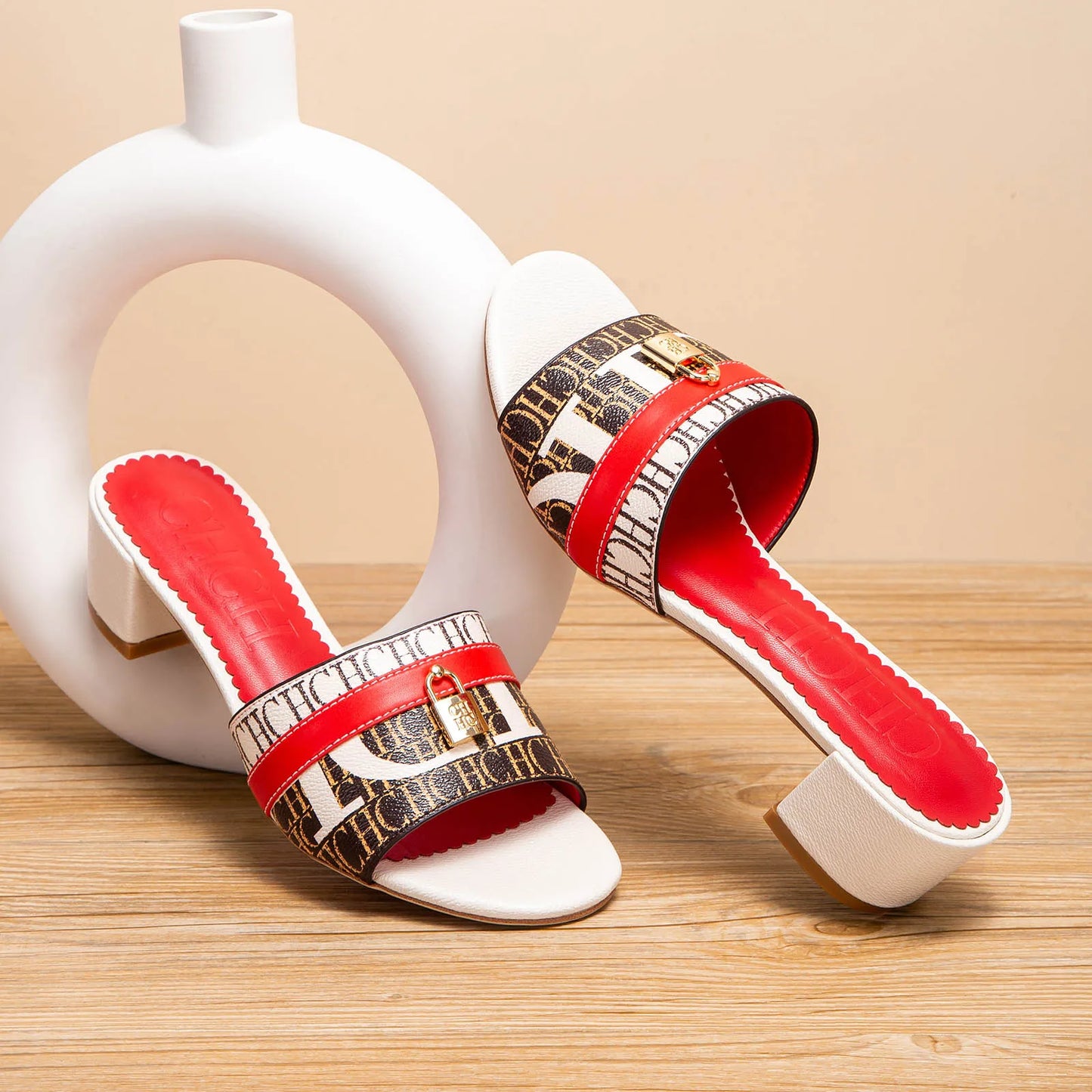 CHCH Women's Heels Sandals Low Block Chunky Heeled Sandals Slide Sandals Slip on Comfortable Casual Pumps Shoes 5cm