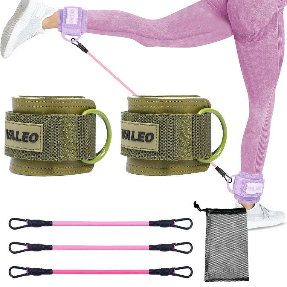 LOOGDEEL Resistance Bands Set Ankle Straps Adjustable Foot Support Padded Cuff Ankle Weight Leg Training Brace Yoga Sport Tool