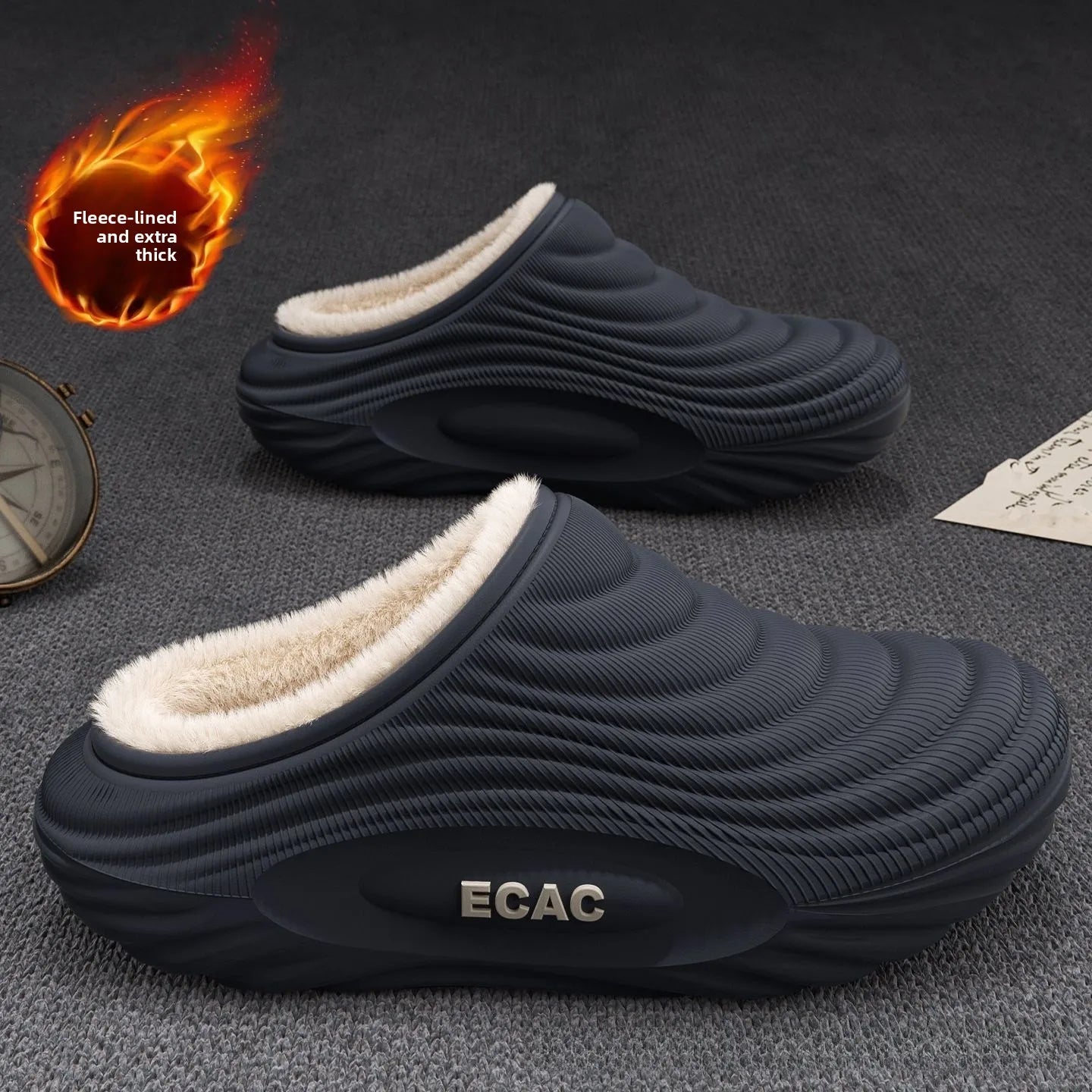 Waterproof Cotton Slippers for Men Winter Outdoor Wear EVA Indoor Home Warmth plus Fleece Medical Care Non-Slip Home Shoes