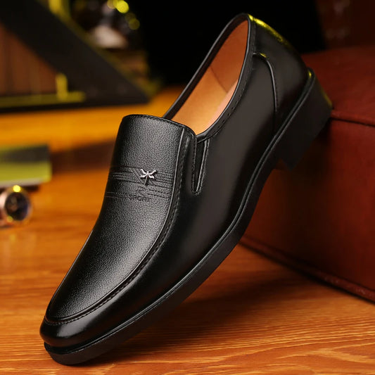 Leather Shoes Slip On Black Mens Formal Loafers Dress Moccasins