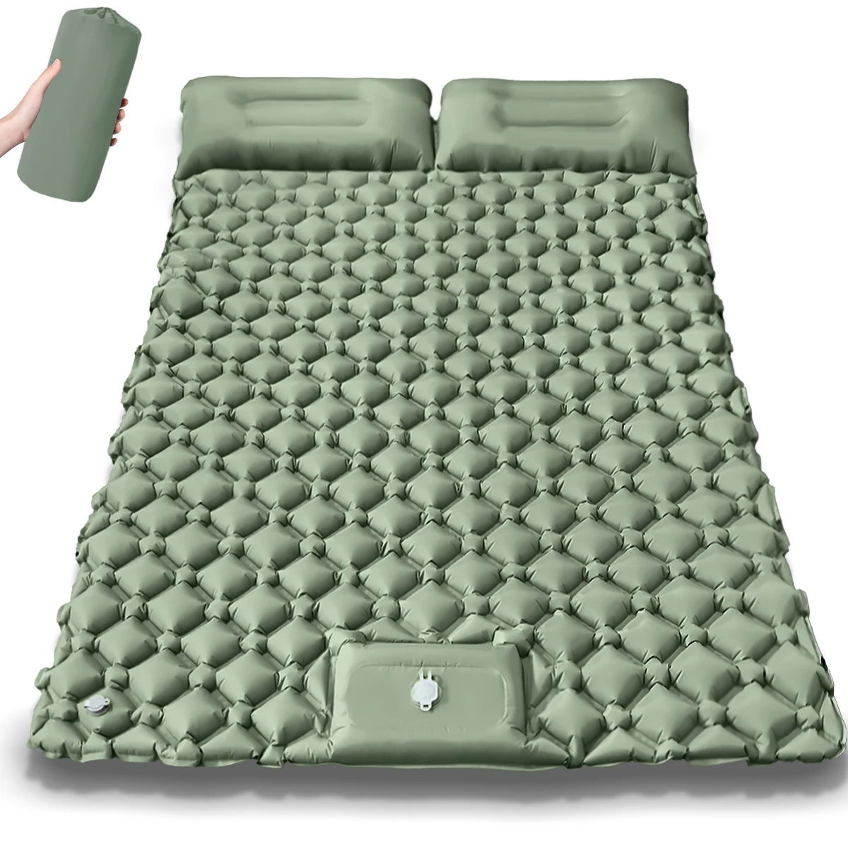 Hot Sale! 2025 Upgrade! Double Air Mattress Camping Blow Up Bed w/Built-in Pump Waterproof Portable Thickened for Outdoor Travel