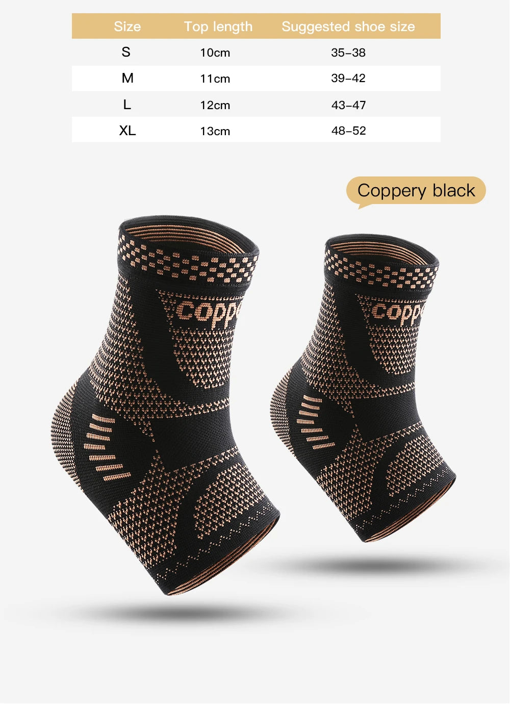 1 PC Men's Women's Outdoor Sports Knitting Elastic Copper Ankle Protection, Ankle Sprain Protection, Ankle Wrist Daily Exercise