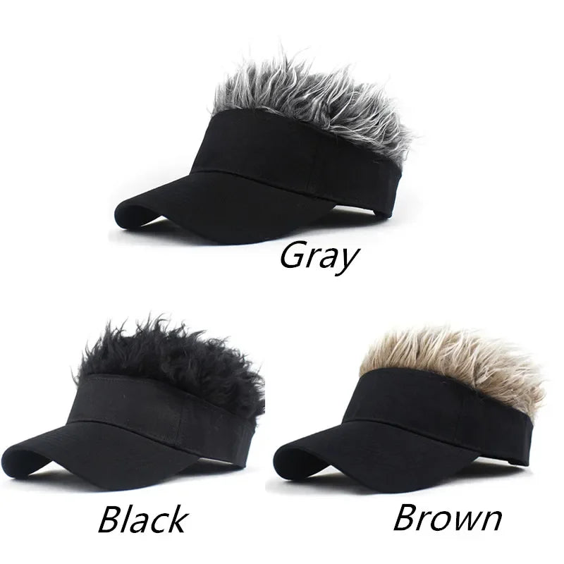 Mens Spiked Wig Hairs Golf Baseball Cap Outdoor Sunshade Sports Sunhat Fancy Performance Party Casual Hip-Hop Dance Visors Hat