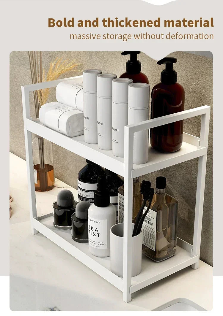 Dressing table, cosmetics organization rack, double-layer skin care stand, home and office countertop, bathroom rack