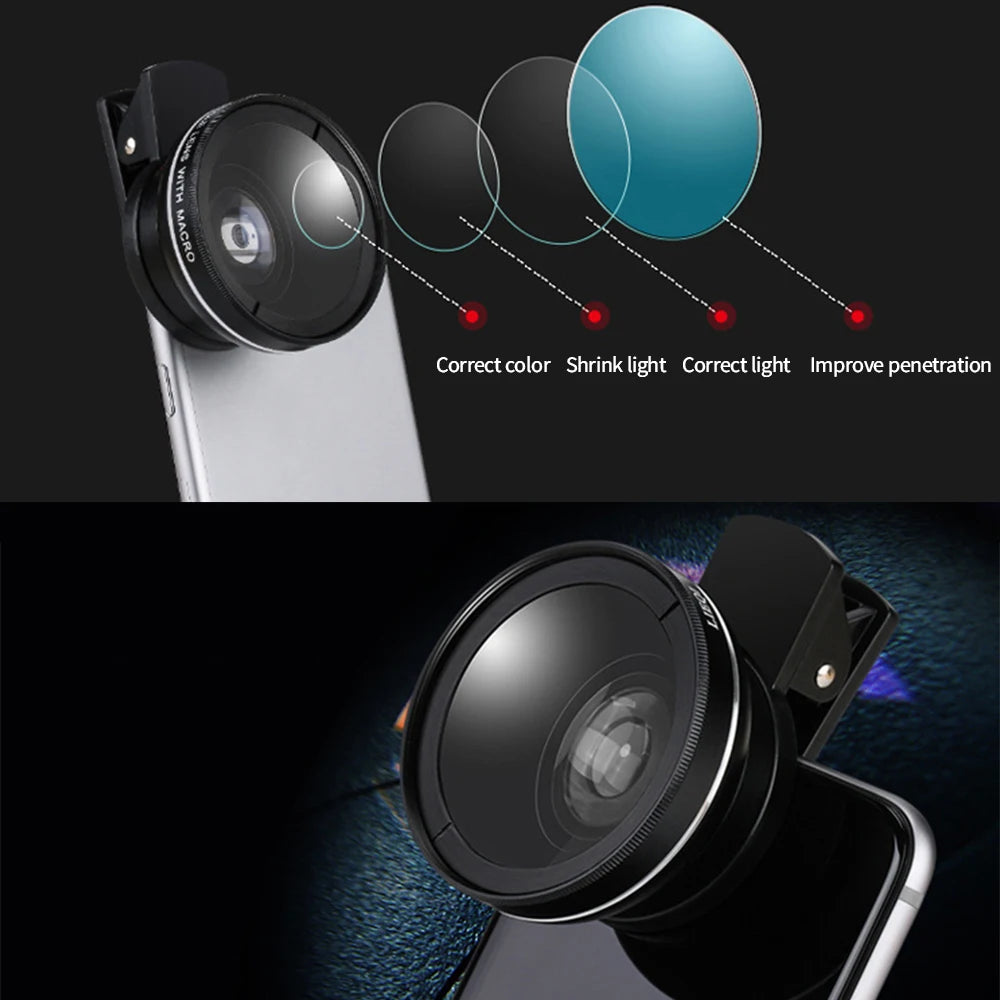 2-in-1 Universal Clip Mobile Lens – 37mm Super Wide-Angle & Macro HD Lens