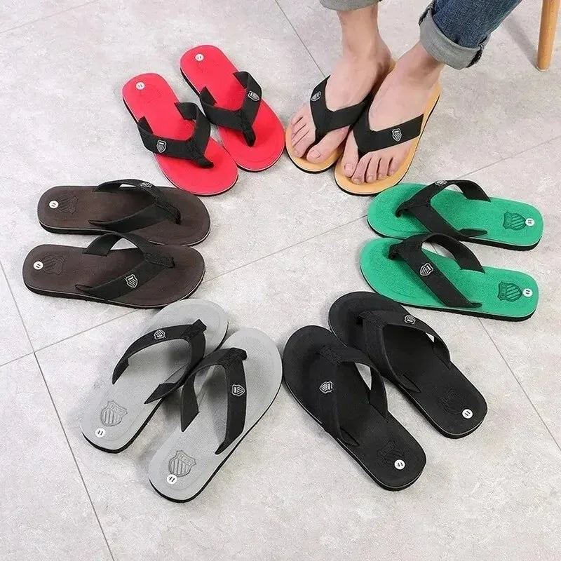 High Quality  Men Flip Flops Beach Sandals Non-Slip Casual Flat Shoes Slippers Indoor House Shoes For Men Outdoor Slides